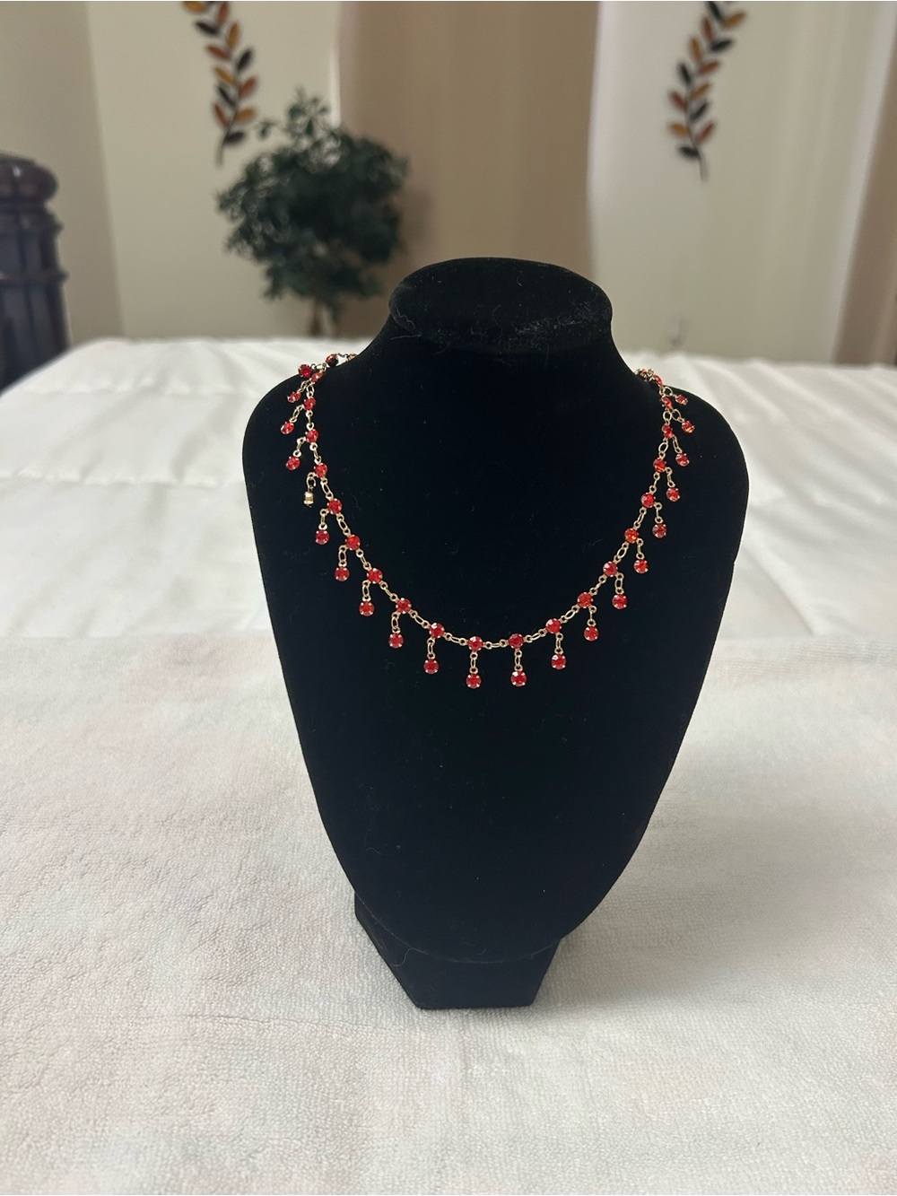 Boho Delicate Red Bead Drop Necklace - Women Jewelry